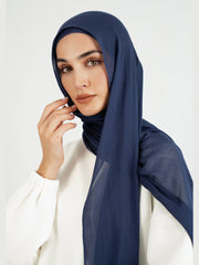 Matching Butter Modal Hijab Set - Navy