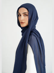 Matching Butter Modal Hijab Set - Navy