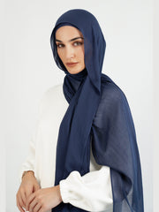 Matching Butter Modal Hijab Set - Navy