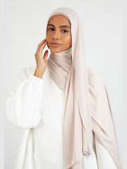 Matching Butter Modal Hijab Set - Pearl