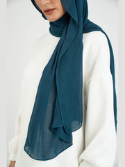 Matching Butter Modal Hijab Set - Real Teal