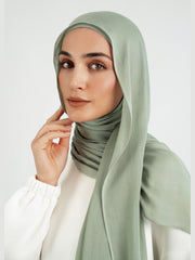 Matching Butter Modal Hijab Set - Sage