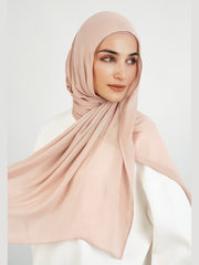 Matching Butter Modal Hijab Set - Seashell