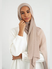 Matching Butter Modal Hijab Set - Sesame