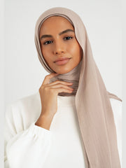 Matching Butter Modal Hijab Set - Sesame