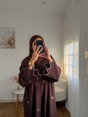 Brown Emerald premium Embroidered Abaya
