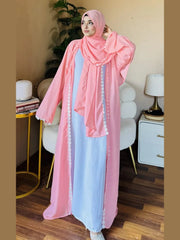 Lacey Kimono Abaya with Attached Inner
