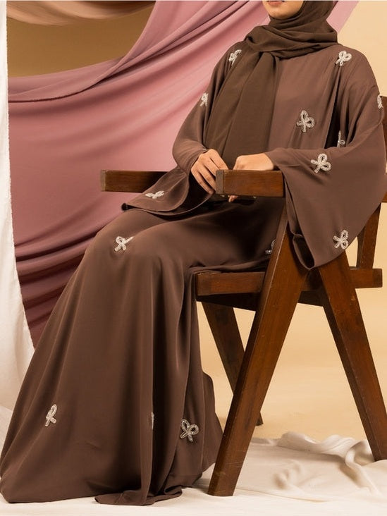 Trending HandWork Bow Abaya Premium Quality with Matching Scarf( Limited Stock +  FREE SHIPPING NOW)