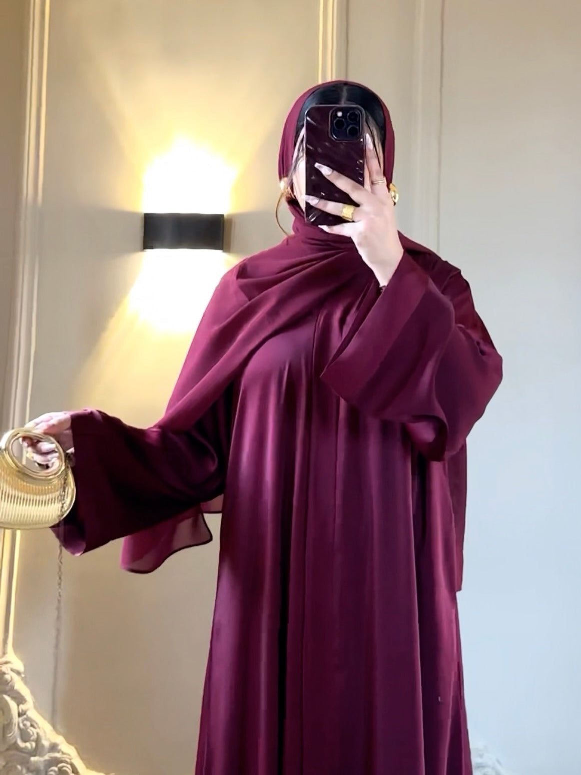 Premium Maroon Abaya with Scarf ( Premium Tiktok Fabric )