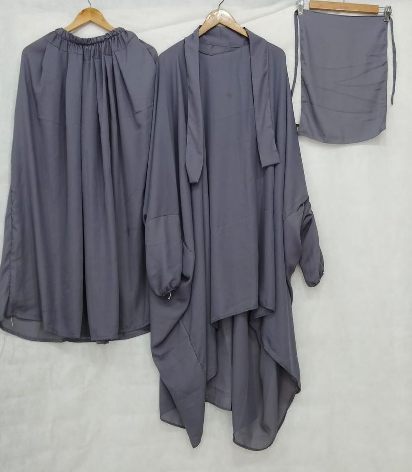 premium Grey 3-Piece Jilbab Set