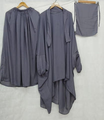 premium blueish Grey 3-Piece Jilbab Set