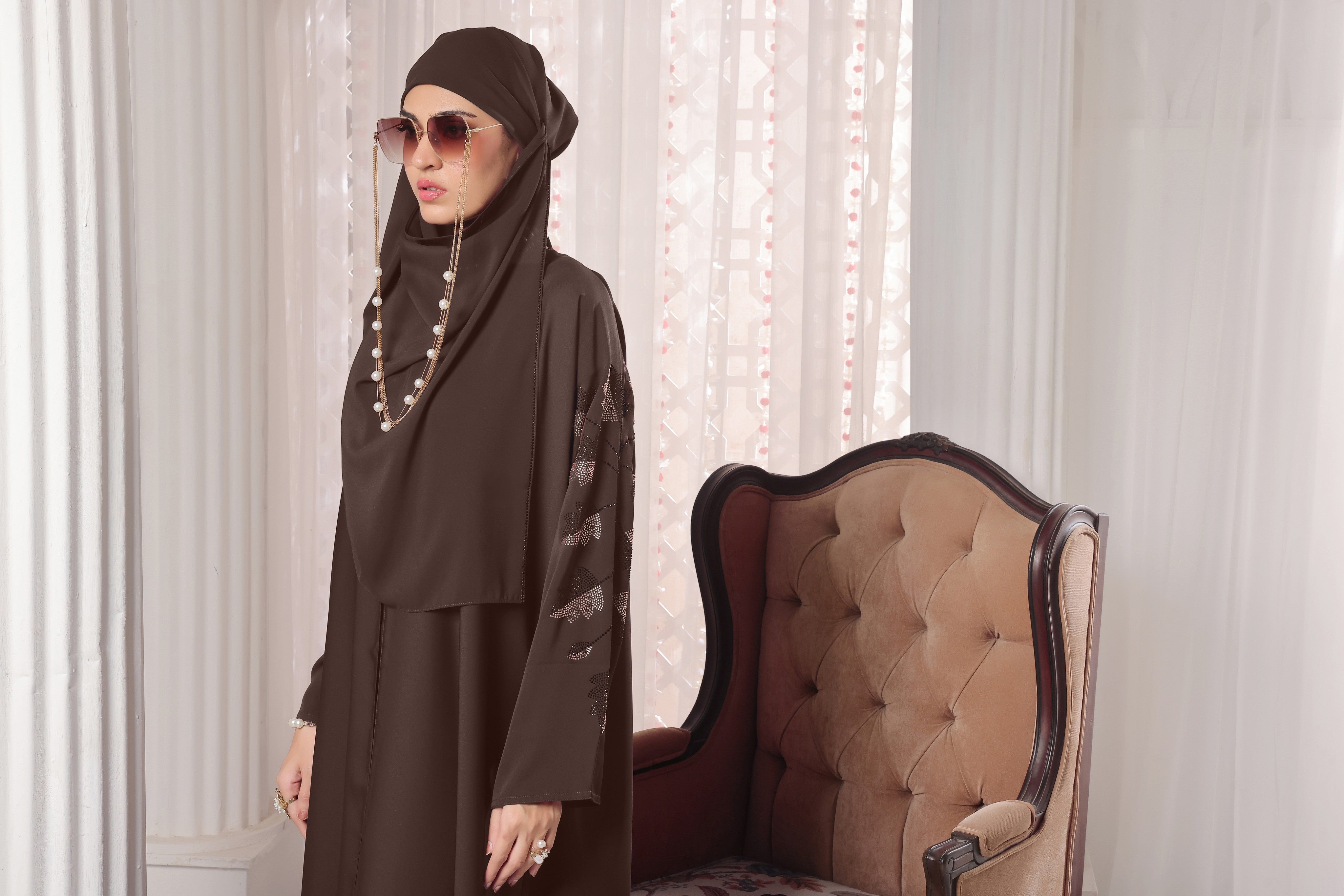 Brown Leaf Abaya