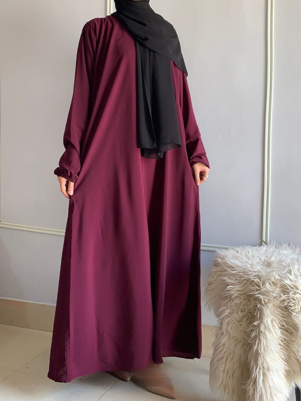 Plain Regular Budget Abaya With Zip Pocket