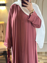 Premium Kashmiri Pink With white scarf Zoom Front Open Abaya ( FLAT 60% OFF)