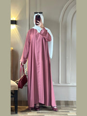 Premium Kashmiri Pink With white scarf Zoom Front Open Abaya ( FLAT 60% OFF)