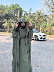 Premium Saudi Jilbab 1 Piece Full Length Olive Green ( 7- 8 Days Delivery)