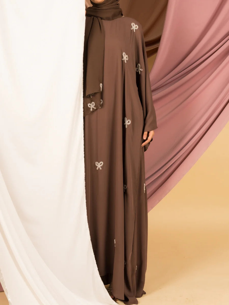 Brown Trending HandWork Bow Abaya Premium ( Limited Stock +  FREE SHIPPING NOW)