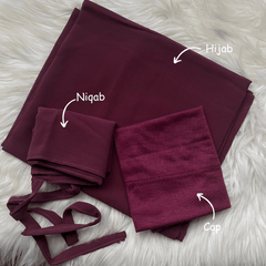 Hijab Niqab & Cap Set - Ruby Maroon