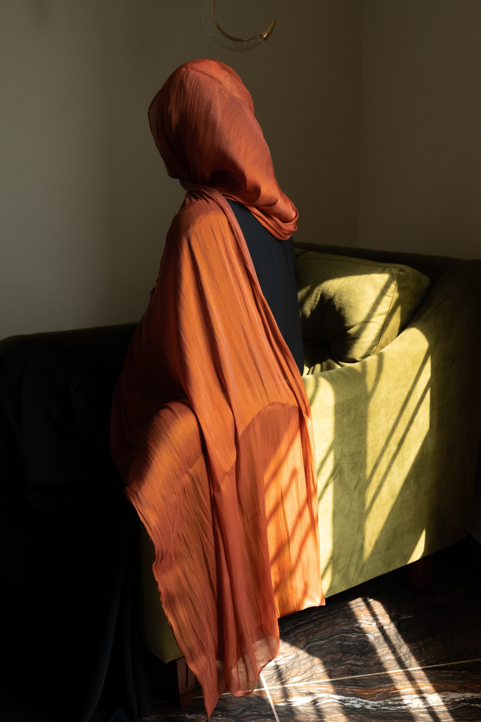 Rust Organza Silk Hijab