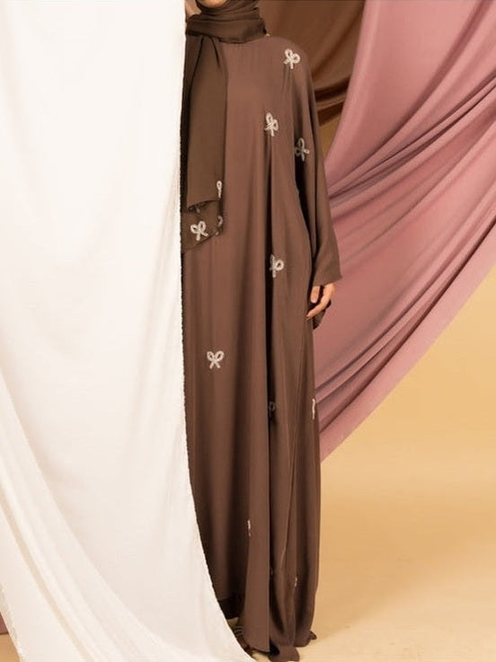 Trending HandWork Bow Abaya Premium Quality with Matching Scarf( Limited Stock +  FREE SHIPPING NOW)