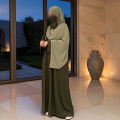 Dark Olive Basic Front Open Abaya ( TikTok Premium Fabric )