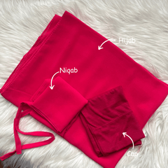 Hijab Niqab & Cap Set - Electric Pink