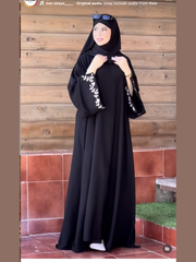 Premium Black Floral Bloom Embroidered Abaya