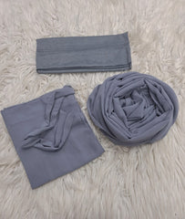 Hijab Niqab & Cap Set - Ash Grey