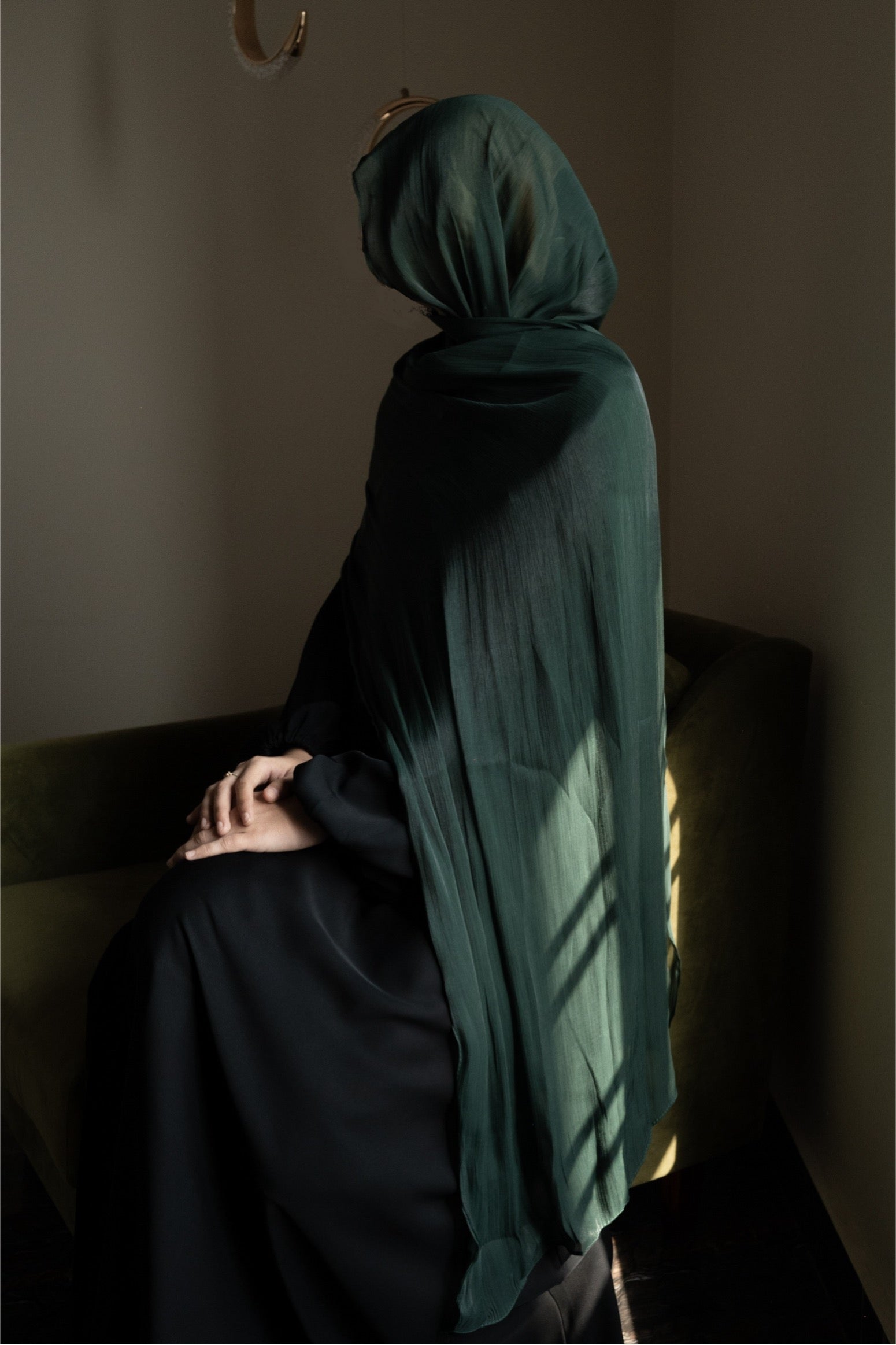 Forest Green Organza Silk Hijab