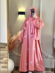 Peach Premium Handwork Bow Abaya FLAT 50% OFF with Free Shipping