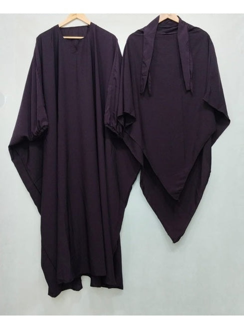 Khimar + Abaya Set Dark Purple colour