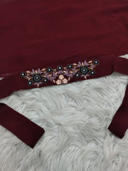 Emborided-Ready To Wear Hijab (Maroon)