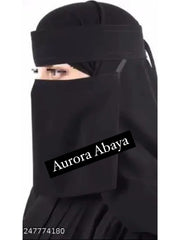 Long Saudi Niqab Black 14 inches with bukram