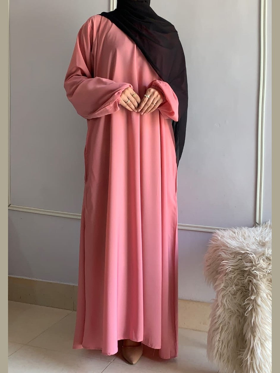 Plain Regular Budget Abaya With Zip Pocket
