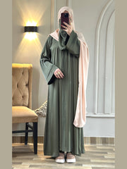 Dark Olive With Beige Scarf and Matching Niqab ( TikTok Premium Fabric )