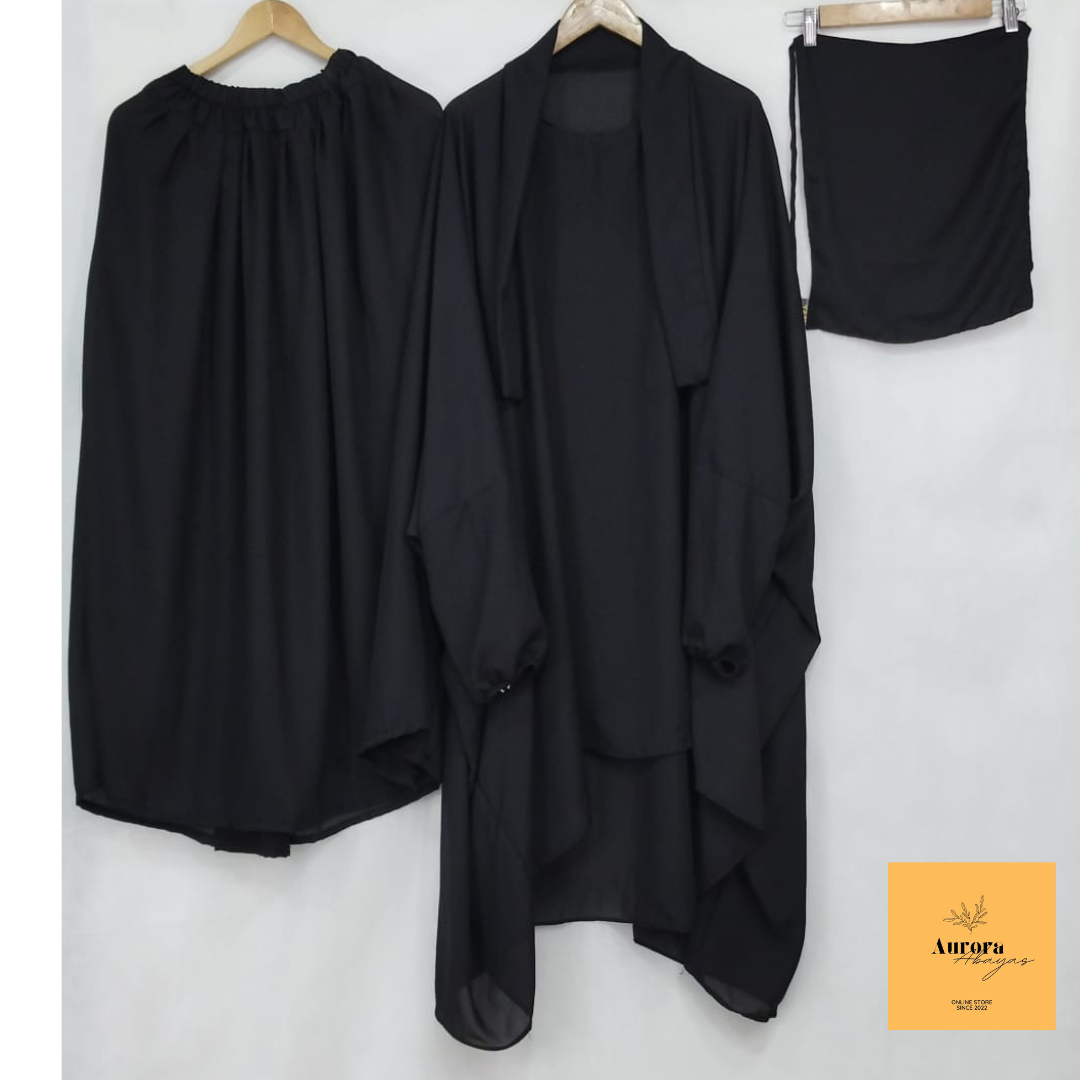 Premium Black 3-Piece jilbab Set