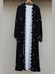 Scallops floral abaya with Inner 60% OFF TODAY