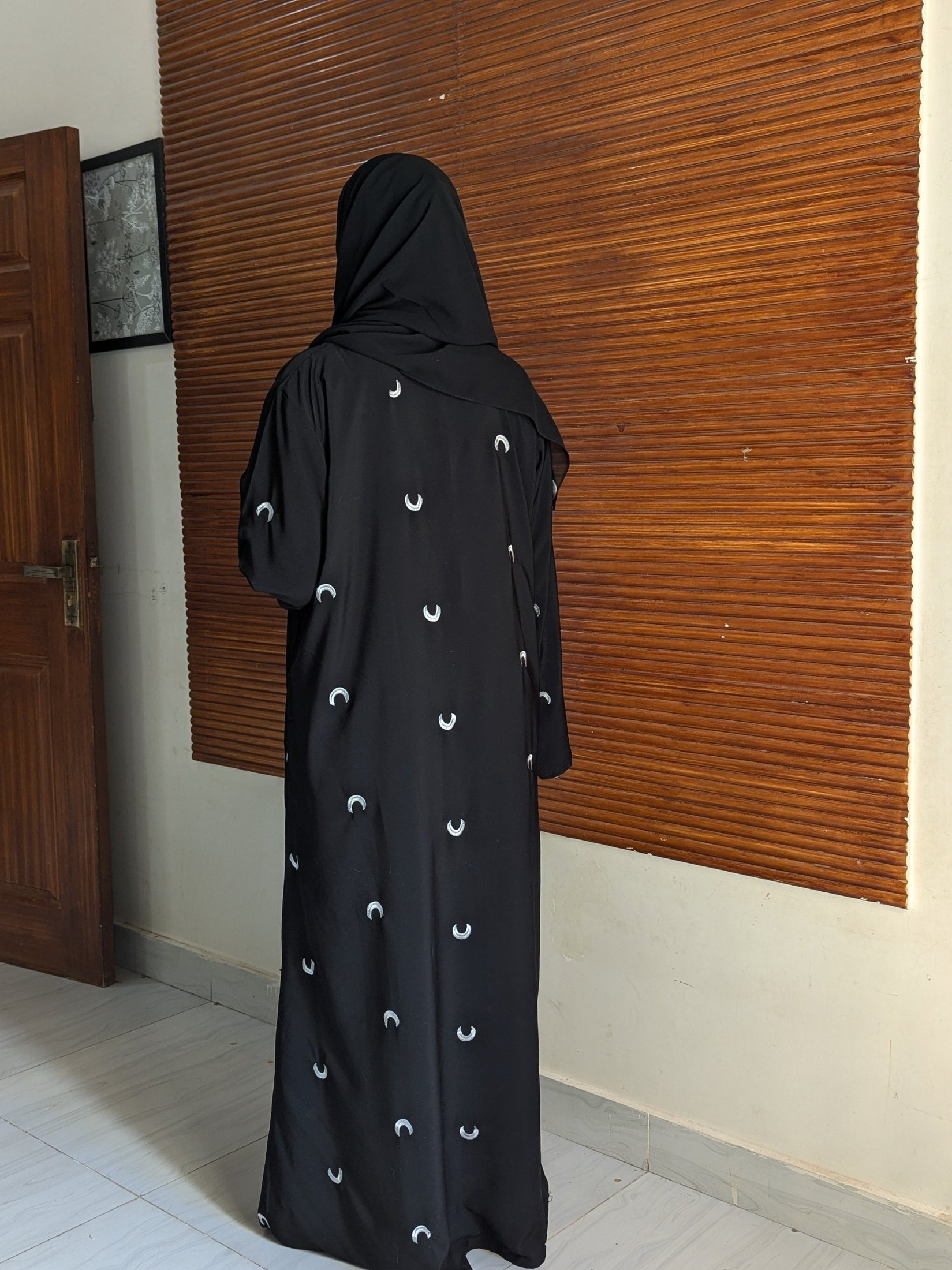 “Moon Embroidered Abaya by Aurora”