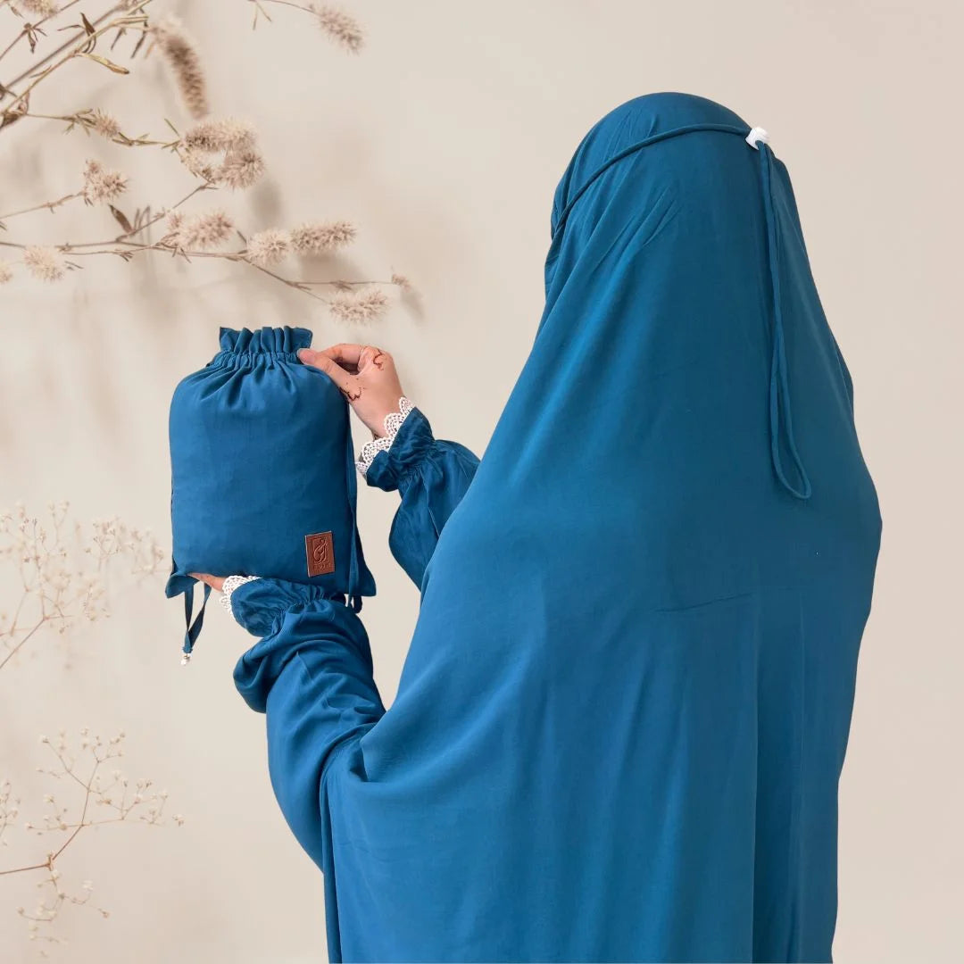 Full-Size Swiss Lawn Prayer Jilbab with Matching Bag