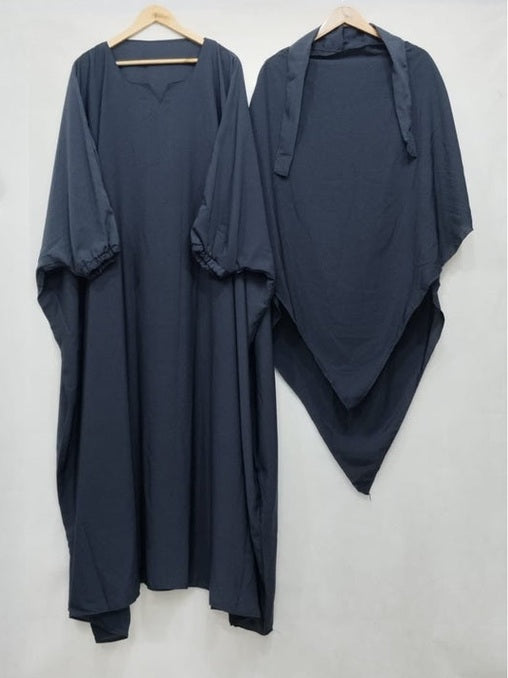 Khimar + Abaya Set Blueish Grey