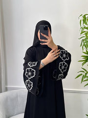 Black Premium Floral Abaya (FREE SHIPPING NOW)