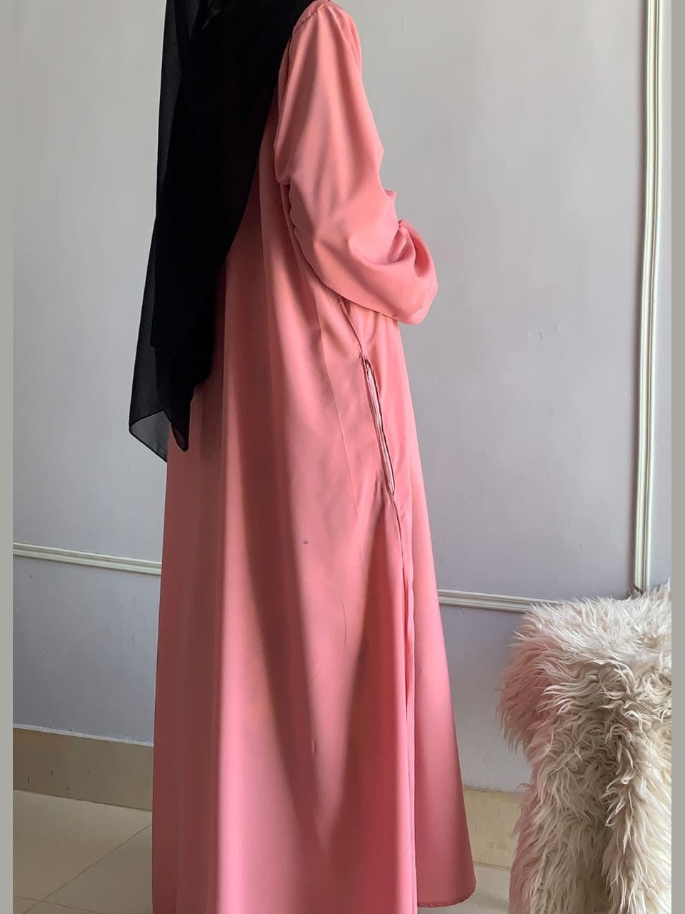 Plain Regular Budget Abaya With Zip Pocket