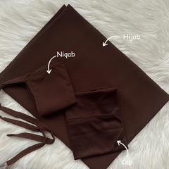 Hijab Niqab & Cap Set -   Chocolate Charm