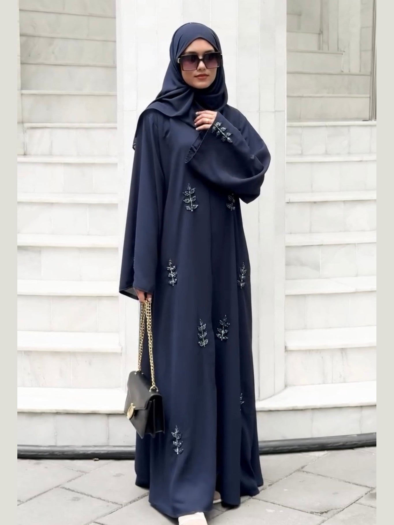 "Pre-Order Your Luxe Handwork Rafia blue Abaya: Exquisite Craftsmanship with 8-10 Day Delivery"  FREE SHIPPING NOW