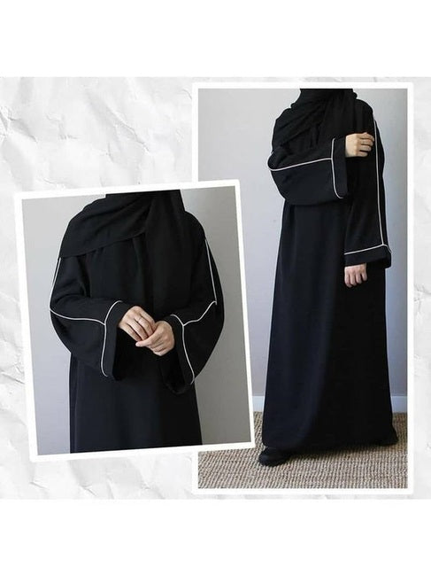 Black Premium plain abaya with white lining (top seller & Recommended)  FREE SHIPPING NOW