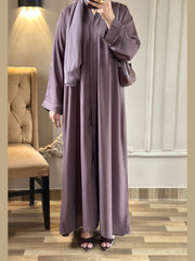 Smoky Taupe Purple Zoom Front Open Abaya ( FLAT 60% OFF)