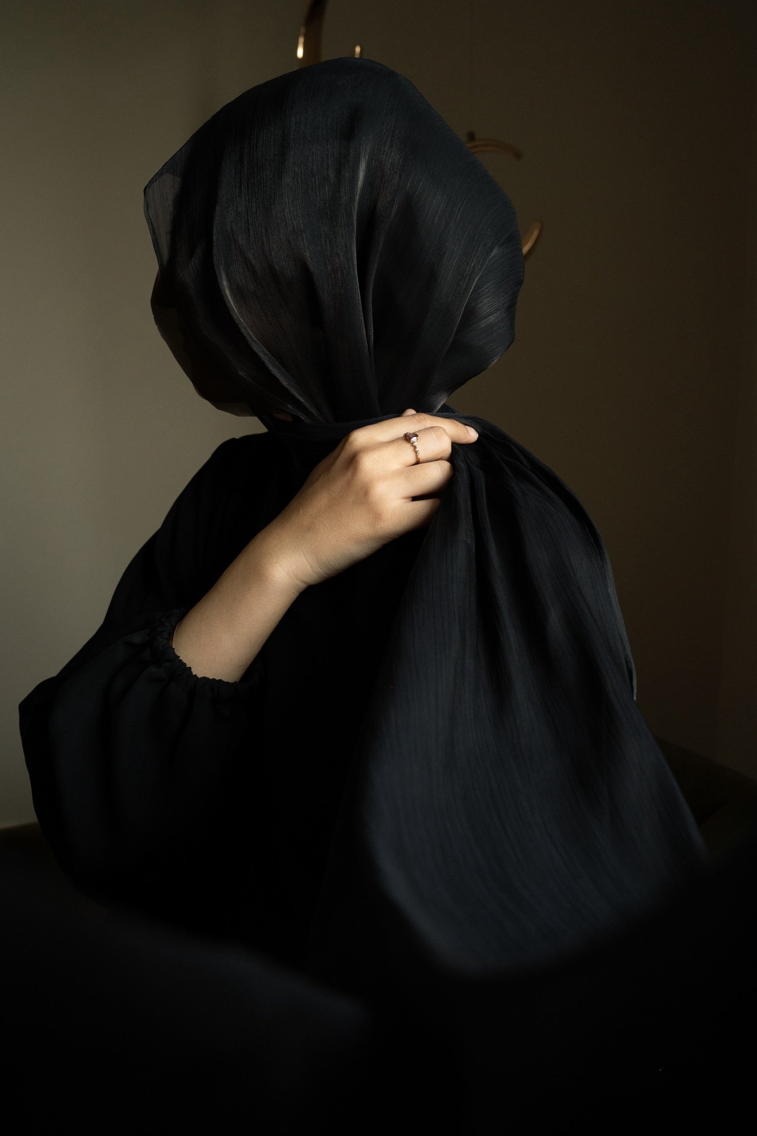 Black Organza Silk Hijab