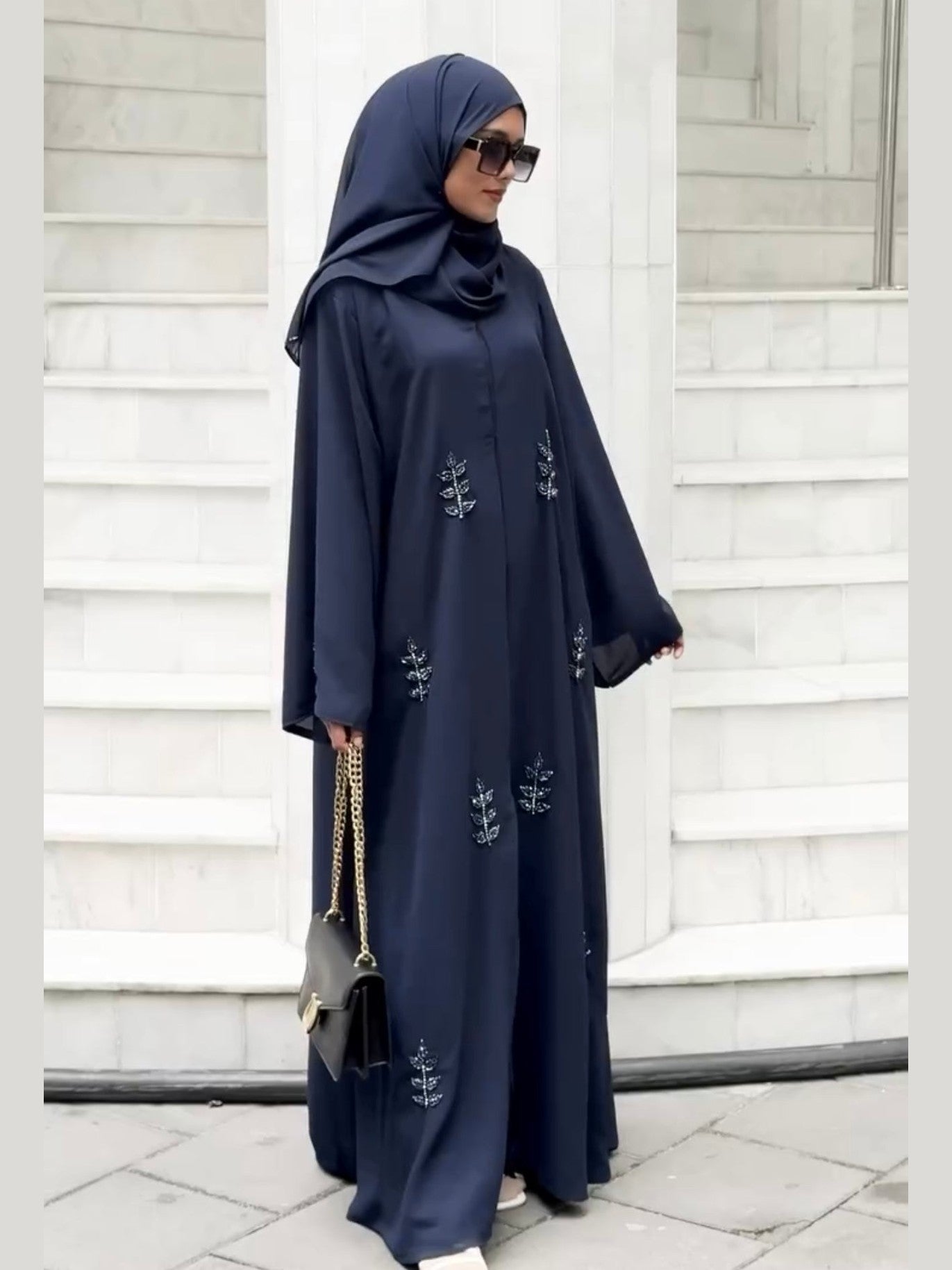 "Pre-Order Your Luxe Handwork Rafia blue Abaya: Exquisite Craftsmanship with 8-10 Day Delivery"  FREE SHIPPING NOW