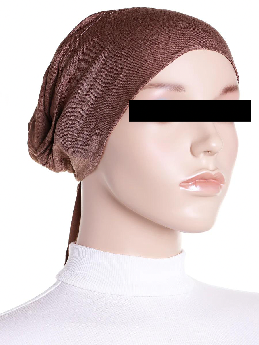 Tie back hijab cap Light Brown