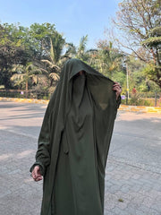 Premium Saudi Jilbab 1 Piece Full Length Olive Green ( 7- 8 Days Delivery)